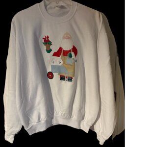 Santa and Garden of Bichons sweatshirt NEW